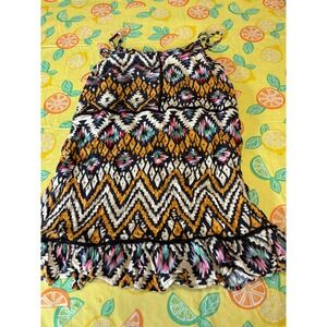 No Brand Geometric Southwestern Sleeveless Top Womens S Multicolor Boho Ruffle